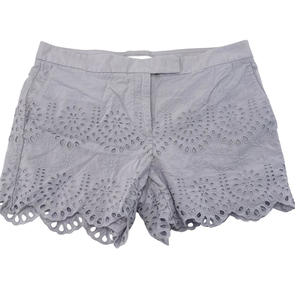Ann Taylor Lavender Purple Eyelet Scalloped Hem Cotton Shorts Womens 6